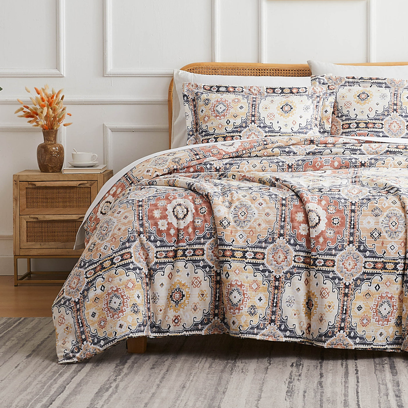 Front View of Kilim Oversized Duvet Cover Set in Natural#color_kilim-natural