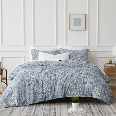 Front View of Sing to Me Duvet Cover Set in Aqua#color_sing-to-me-aqua