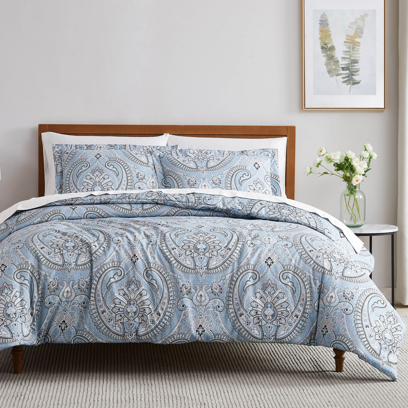 Front View of Sing to Me Duvet Cover Set in Aqua#color_sing-to-me-aqua