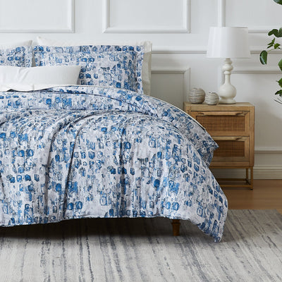 Front View of Rhythm Duvet Cover in Blue#color_rhythm-blue