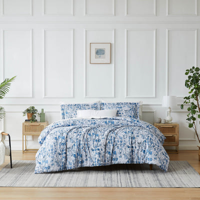 Front View of Rhythm Duvet Cover in Blue#color_rhythm-blue