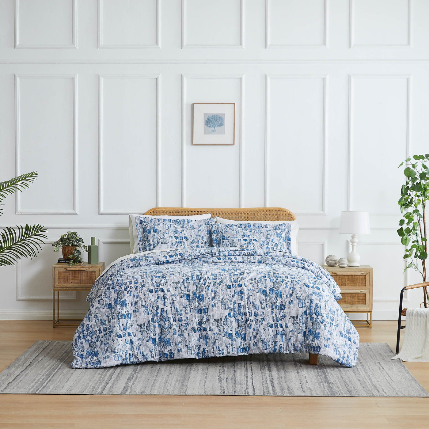 Front View of Rhythm Duvet Cover in Blue#color_rhythm-blue