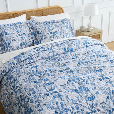 Top View of Rhythm Oversized Comforter Set in Blue#color_rhythm-blue