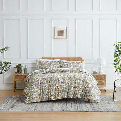 Front View of Rhythm Duvet Cover in taupe#color_rhythm-taupe