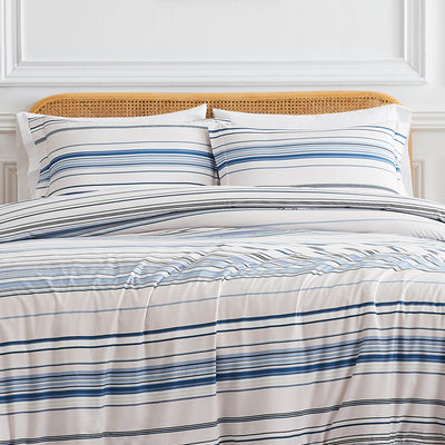 Front View of Malibu Dreams Duvet Cover Set in Blue#color_malibu-dreams-blue