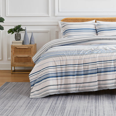 Front View of Malibu Dreams Duvet Cover Set in Blue#color_malibu-dreams-blue