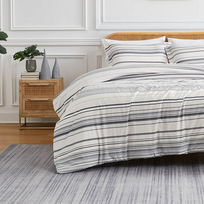 Front View of Malibu Dreams Duvet Cover Set in Grey#color_malibu-dreams-grey