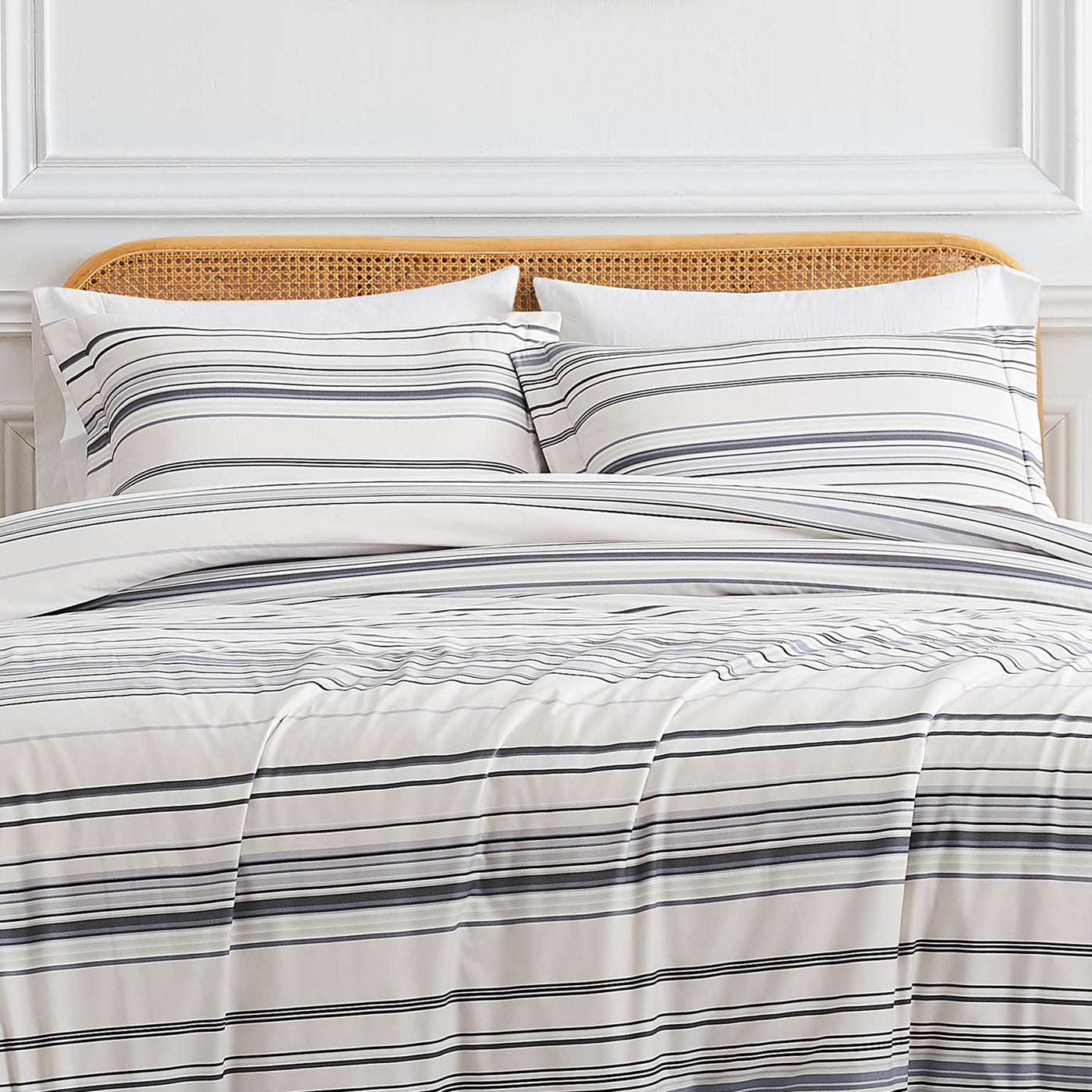 Front View of Malibu Dreams Duvet Cover Set in Grey#color_malibu-dreams-grey