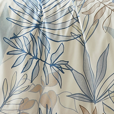 Details and Print Pattern of Palm Leaf Duvet Cover Set in blue#color_palm-leaf-blue