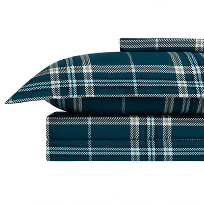 Stack Image of Purely Plaid Duvet Cover Set in Blue#color_plaid-blue