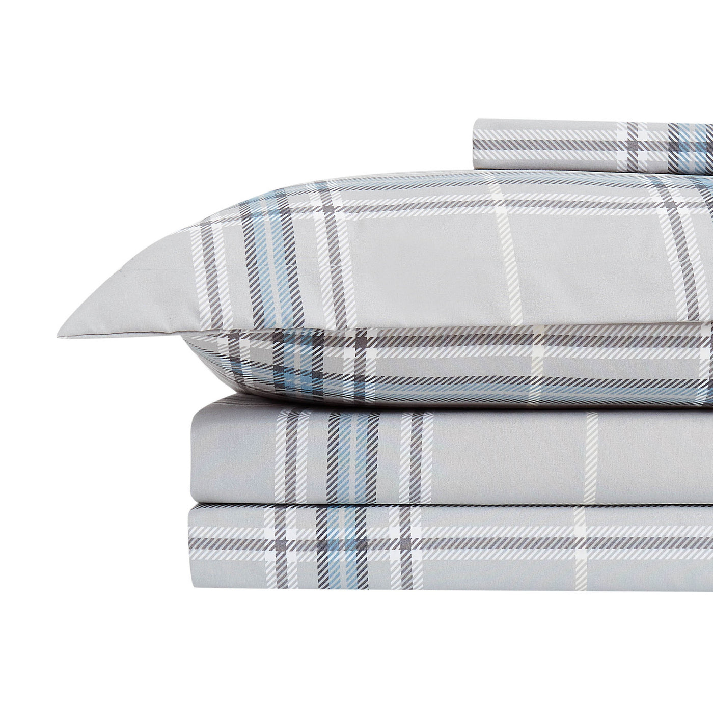 Stack Image of Purely Plaid Duvet Cover Set in Grey#color_plaid-grey