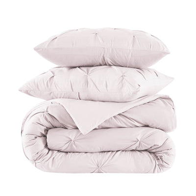 Stack Image of Pinch Pleated Pintuck Duvet Cover Set in Bone#color_pintuck-bone