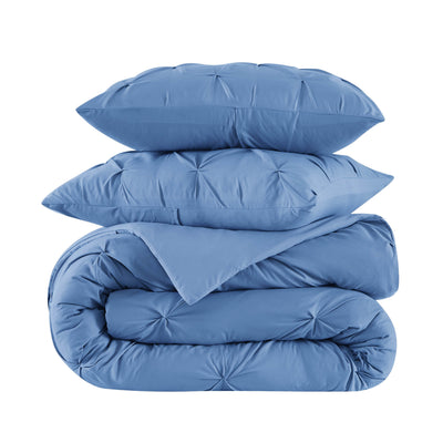 Stack Image of Pinch Pleated Pintuck Duvet Cover Set in Coronet Blue#color_pintuck-coronet-blue