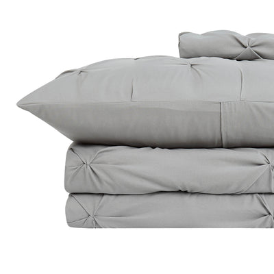 Stack Image of Pinch Pleated Pintuck Duvet Cover Set in Steel Grey#color_pintuck-steel-grey