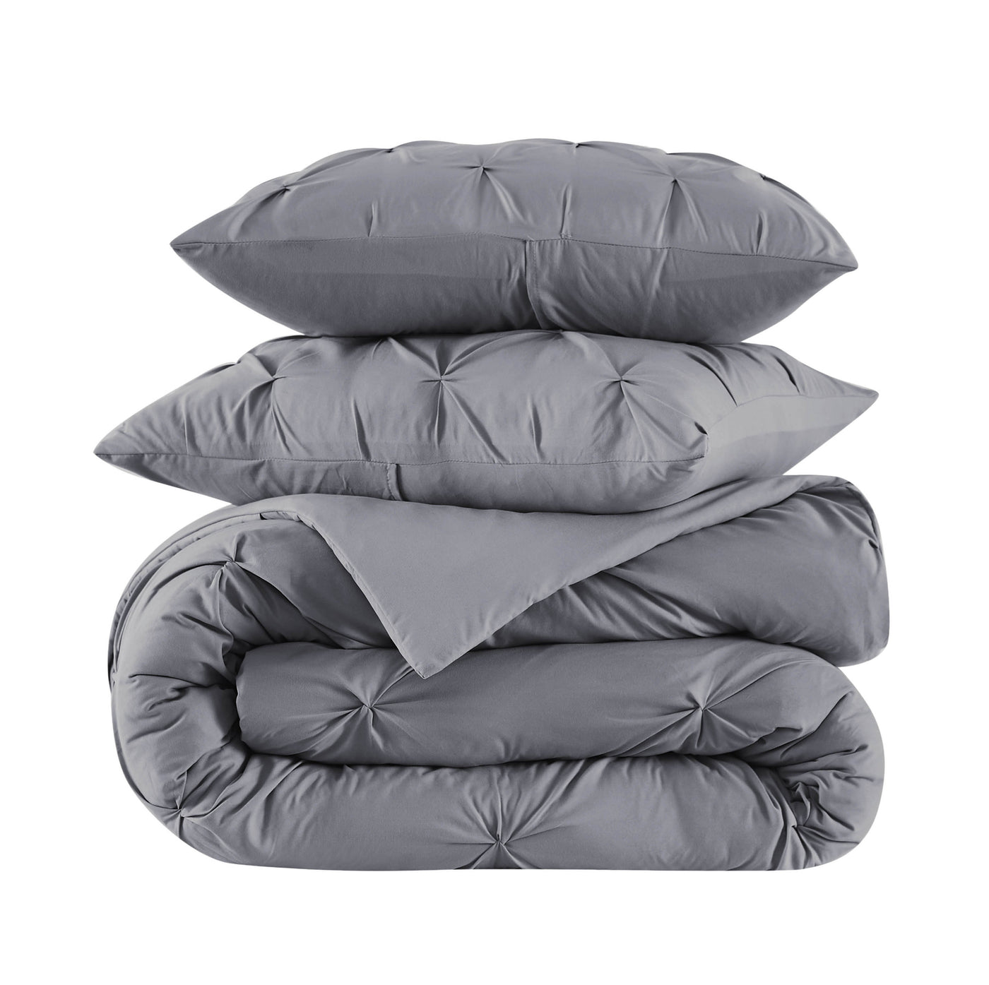 Stack Image of Pinch Pleated Pintuck Duvet Cover Set in Slate#color_pintuck-slate