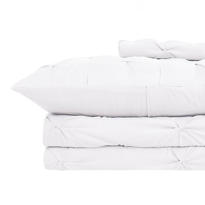 Stack Image of Pinch Pleated Pintuck Duvet Cover Set in White#color_pintuck-white