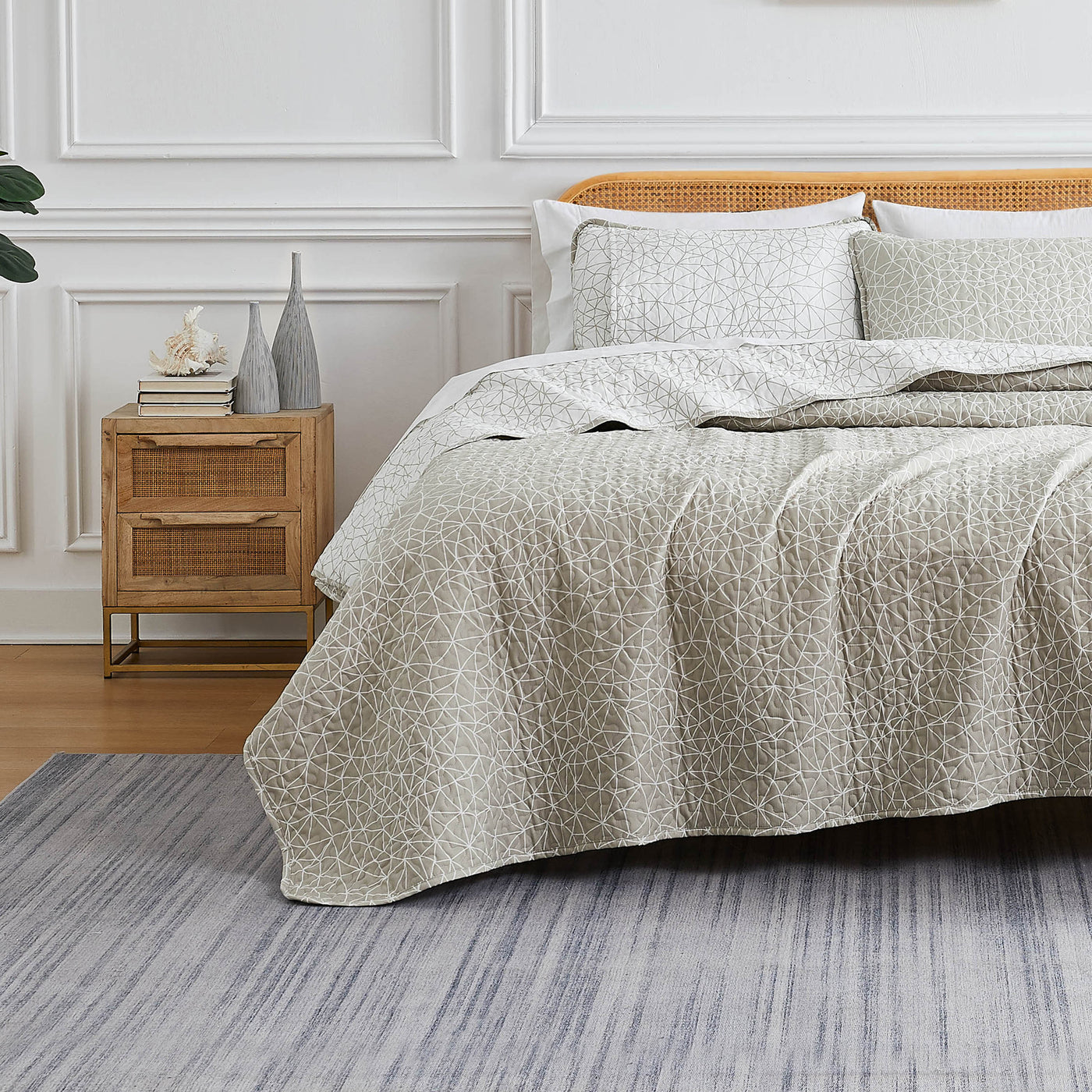 Front View of Lala Land Quilt Set in Taupe#color_lala-land-taupe