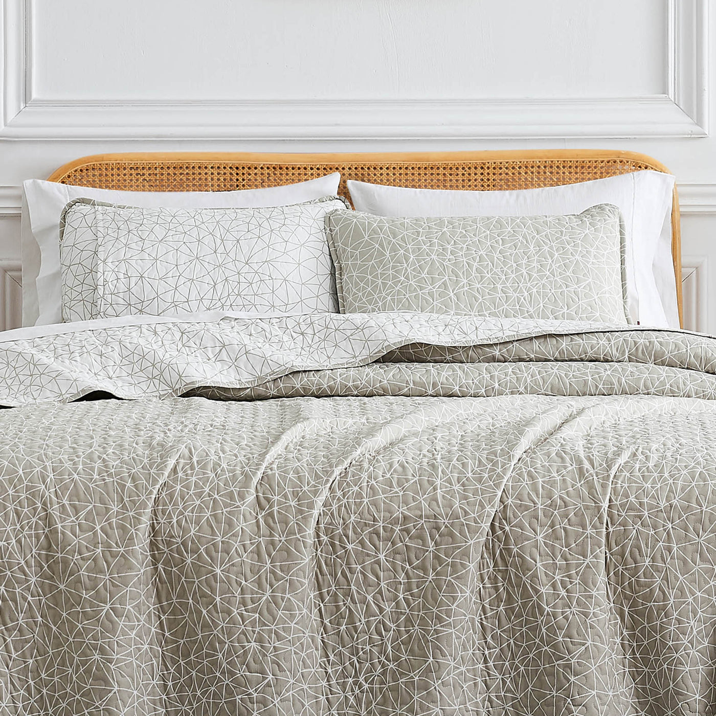 Front View of Lala Land Quilt Set in Taupe#color_lala-land-taupe