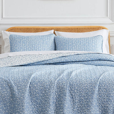 Front View of Lala Land Quilt Set in Blue#color_lala-land-blue