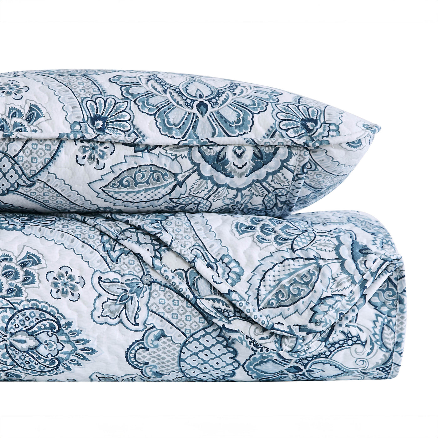 Stack Image of Bluebell Paisley Quilt Set in Blue#color_bluebell-paisley-blue