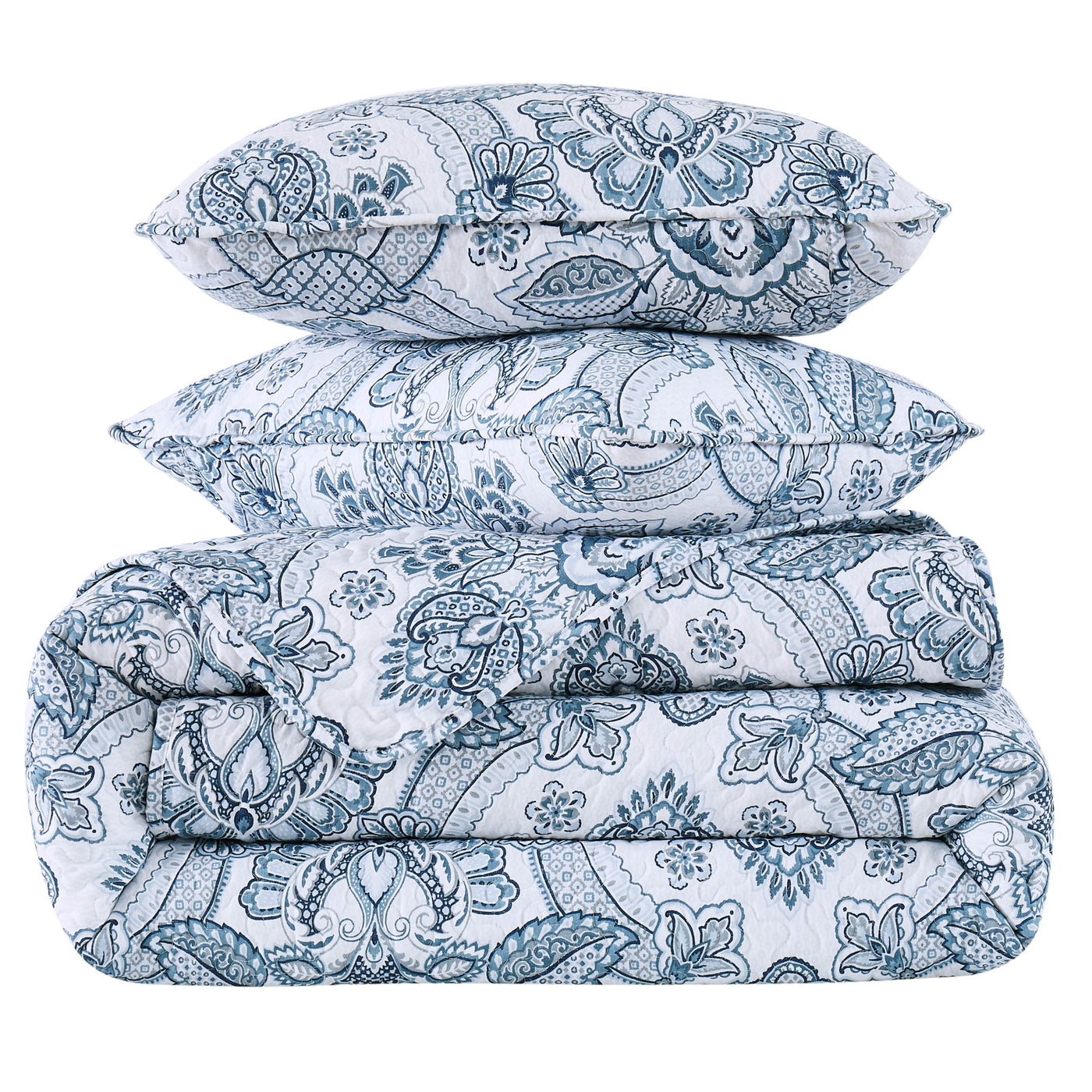 Stack Image of Bluebell Paisley Quilt Set in Blue#color_bluebell-paisley-blue