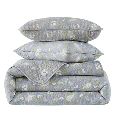 Stack Image of Terra Flora Quilt Set in Steel Blue#color_terra-flora-steel-blue