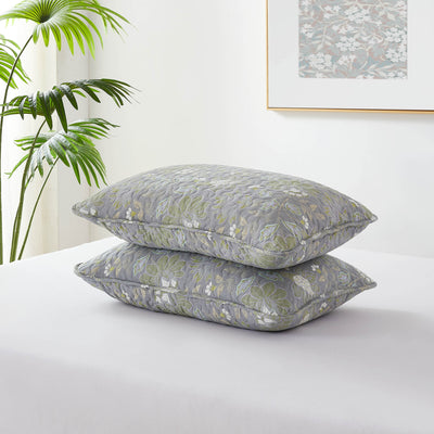 Detailed Shams Image of Terra Flora Quilt Set in Steel Blue#color_terra-flora-steel-blue