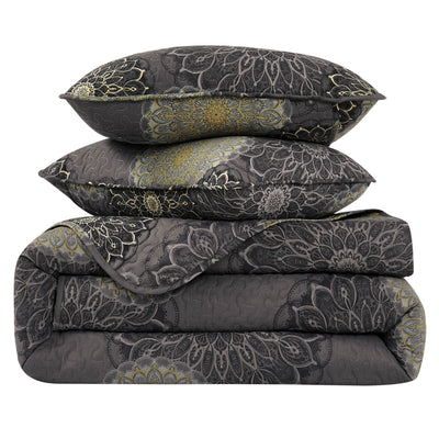 Stack Image of Dahlia Quilt Set in Black#color_dahlia-black