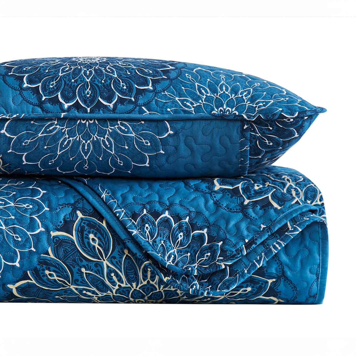 Stack Image of Dahlia Quilt Set in Blue#color_dahlia-aqua