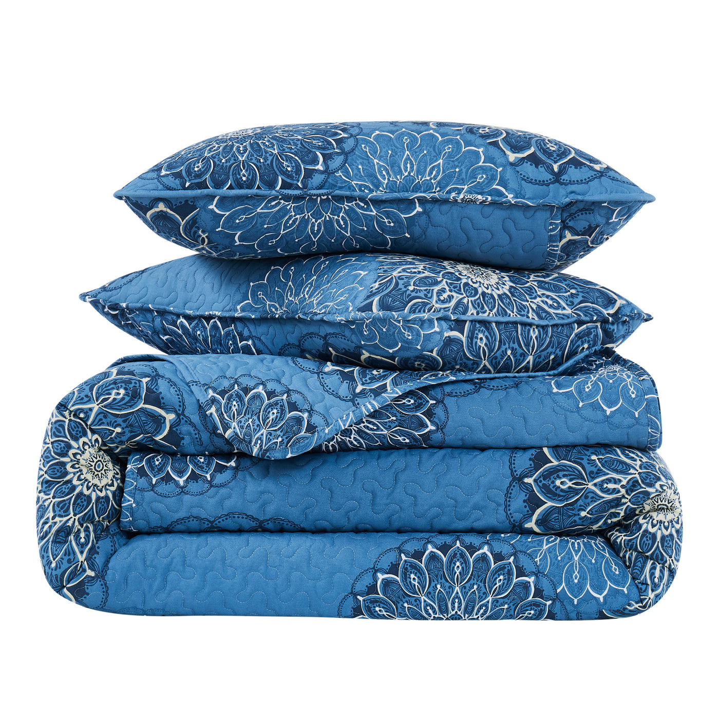 Stack Image of Dahlia Quilt Set in Blue#color_dahlia-aqua