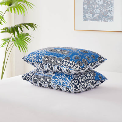Detailed Shams Image of World Song Quilt Set in Blue#color_world-song-blue
