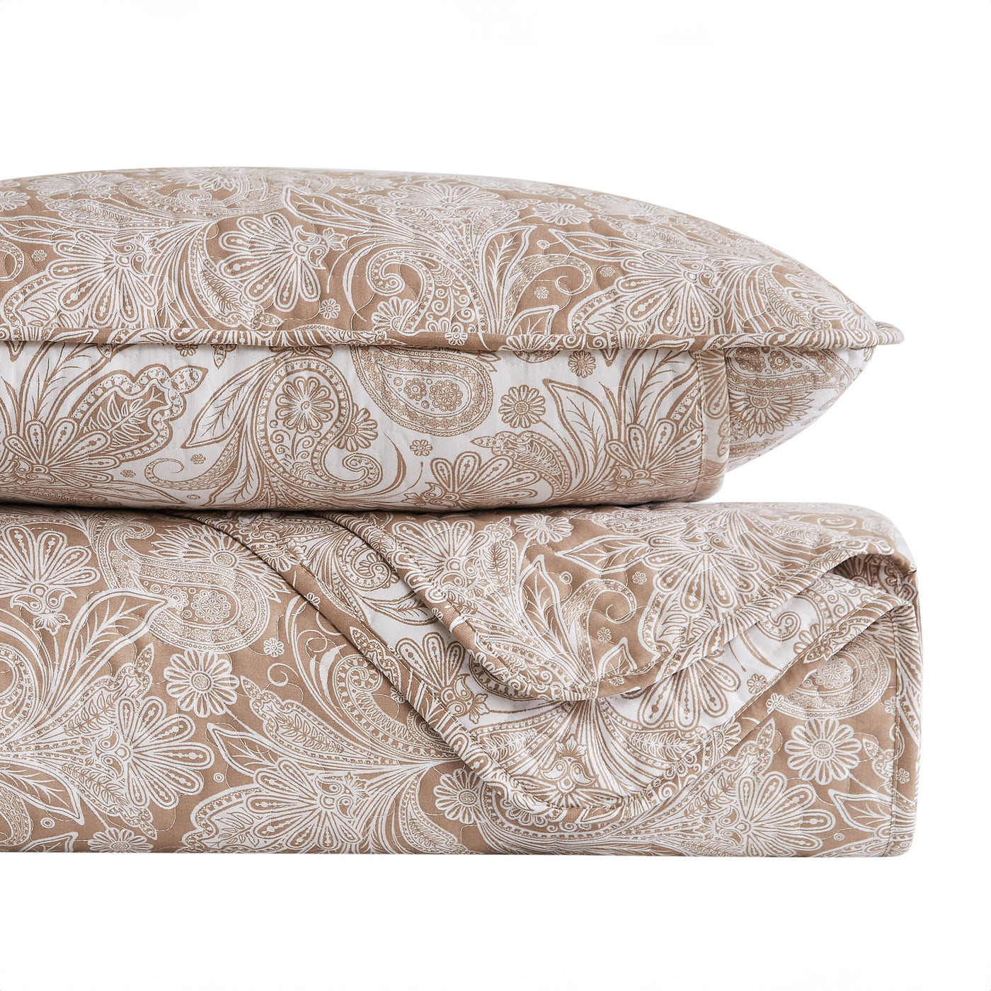 Stack Image of Sacred Journey Quilt Set in Taupe#color_sacred-journey-taupe
