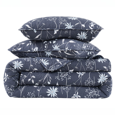 Stack Image of Floral Daydream Quilt Set in Blue#color_floral-daydream-blue