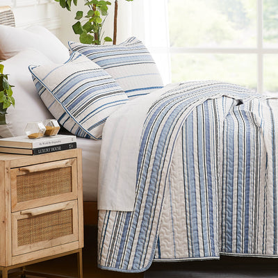 Side View of Malibu Dreams Quilt Set in Grey#color_malibu-dreams-blue