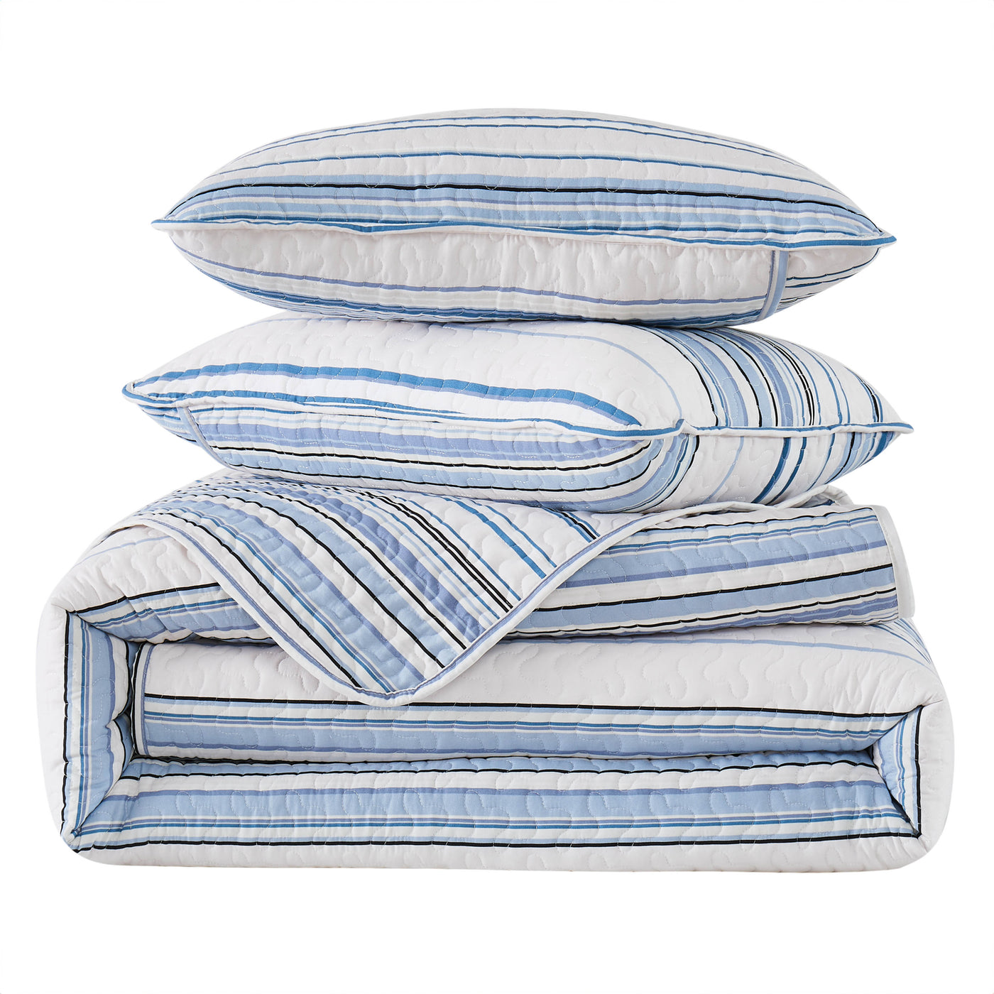 Stack Image of Malibu Dreams Quilt Set in Grey#color_malibu-dreams-blue