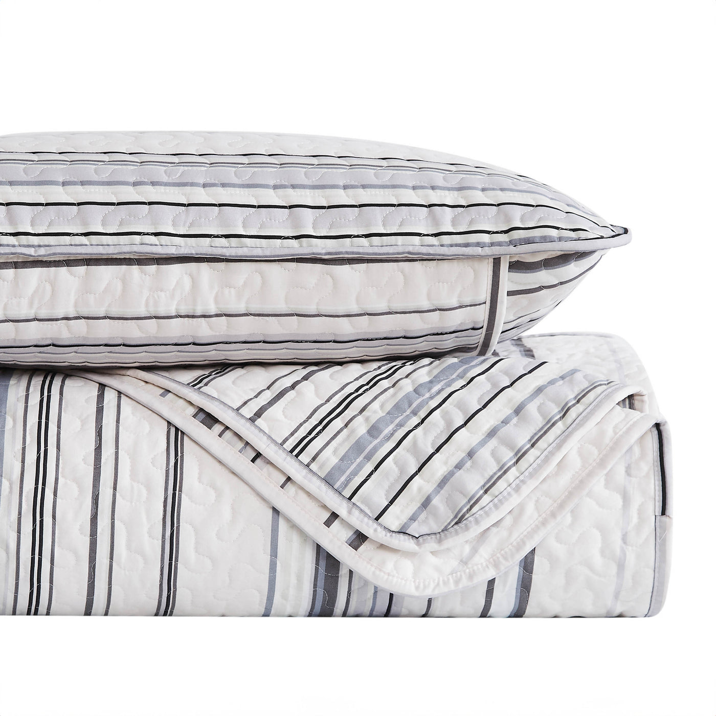 Stack Image of Malibu Dreams Quilt Set in Grey#color_malibu-dreams-grey