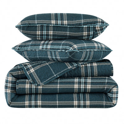 Stack Image of Purely Plaid Quilt Set in Blue#color_purely-plaid-blue