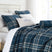 Side View of Vilano Plaid 6-Piece Quilt Bedding Set in Blue#color_plaid-blue