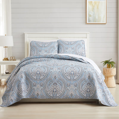 Front View of Sing to Me Quilt Set in Aqua#color_sing-to-me-aqua