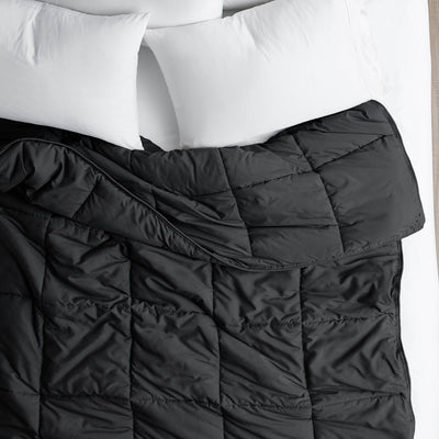 Top View of Down Alternative Comforter in Black#color_black