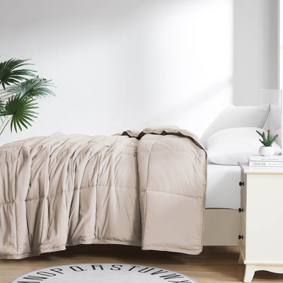 Side View of Down Alternative Comforter in bone#color_bone