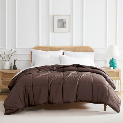 Front View of Down Alternative Comforter in brown#color_chocolate-brown