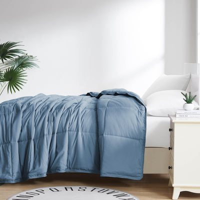 Side View of Down Alternative Comforter in coronet-blue#color_coronet-blue