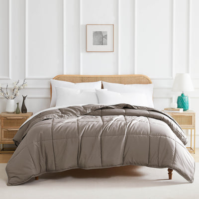 Front View of Down Alternative Comforter in dark-taupe#color_dark-taupe