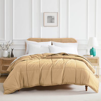 Front View of Down Alternative Comforter in gold#color_gold