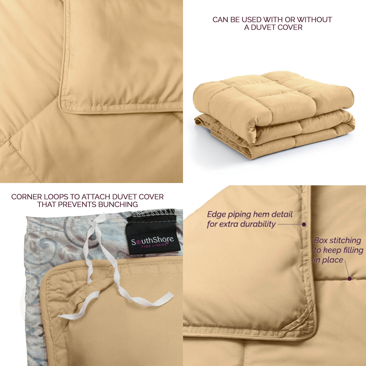 Details and Feautures of Down Alternative Comforter in gold#color_gold