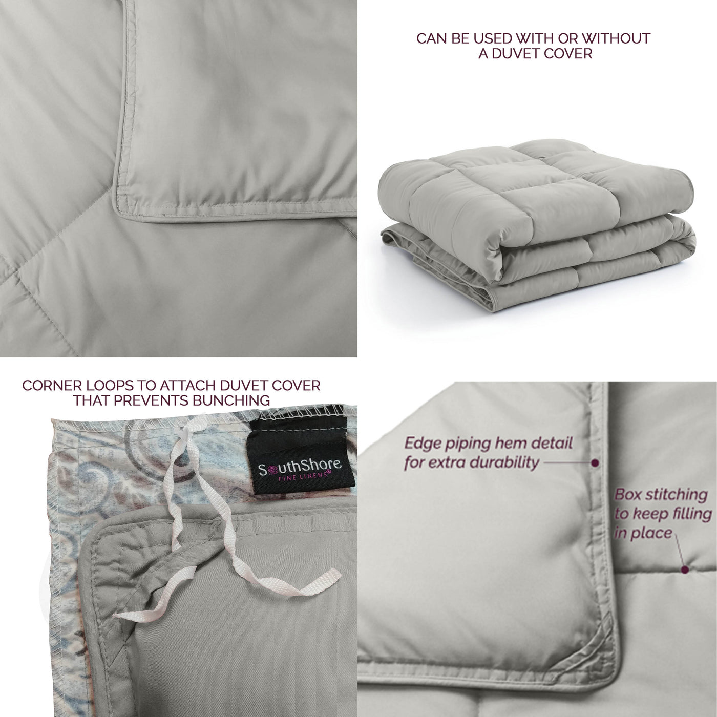 Details and Features of Down Alternative Comforter in steel-grey#color_steel-grey