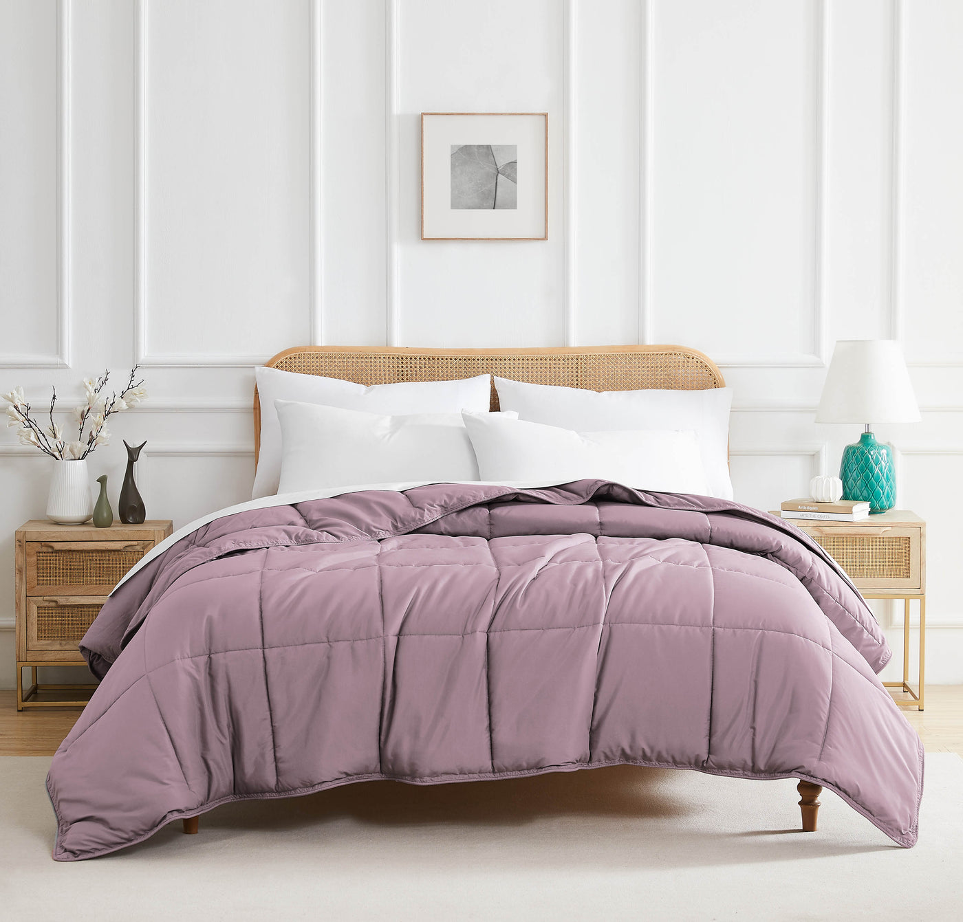 Front View of Down Alternative Comforter in lavender#color_lavender