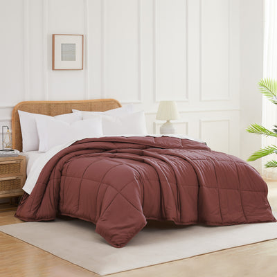 Angled View of Down Alternative Comforter in marsala#color_marsala