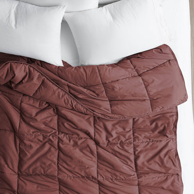 Top View of Down Alternative Comforter in marsala#color_marsala